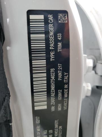 ZARFAEDN6H7540276 - 2017 ALFA ROMEO GIULIA Q4 თეთრი ფოტო 13