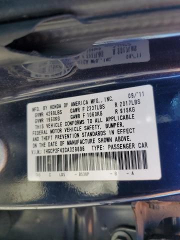 1HGCP2F42CA028896 - 2012 HONDA ACCORD LXP 蓝色 照片 13