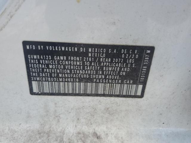 3VWCB7BU3LM046016 - 2020 VOLKSWAGEN JETTA S WHITE photo 13