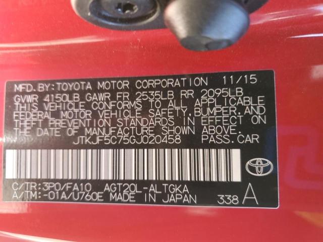 JTKJF5C75GJ020458 - 2016 TOYOTA SCION TC 红色 照片 13