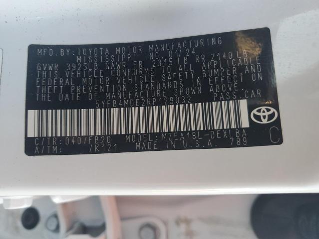 5YFB4MDE2RP129032 - 2024 TOYOTA COROLLA LE 白色 照片 12