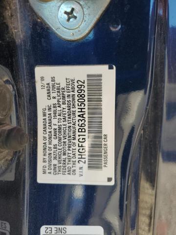 2HGFG1B63AH508992 - 2010 HONDA CIVIC LX 蓝色 照片 12