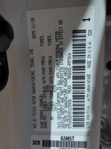 5TFAX5GN7KX139938 - 2019 TOYOTA TACOMA DOUBLE CAB Beyaz fotoğraf 12