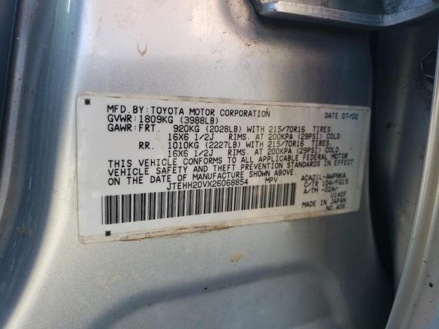JTEHH20VX26068854 - 2002 TOYOTA RAV4 SILVER photo 13