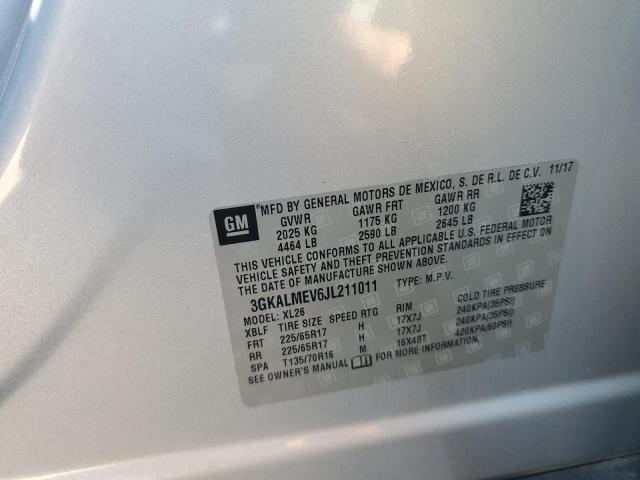 3GKALMEV6JL211011 - 2018 GMC TERRAIN SLE Күміс фото 14