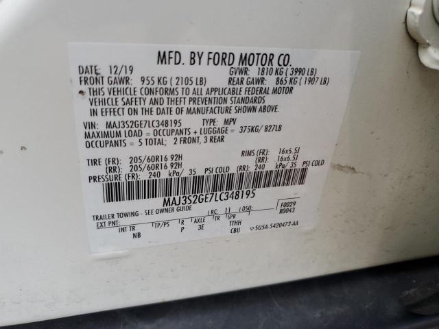 MAJ3S2GE7LC348195 - 2020 FORD ECOSPORT SE თეთრი ფოტო 13