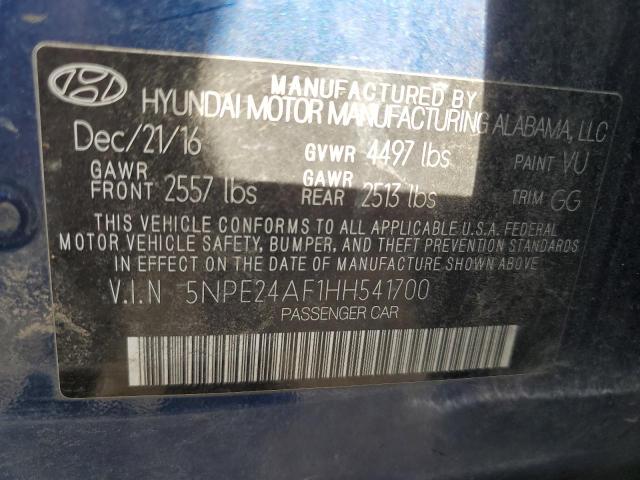 5NPE24AF1HH541700 - 2017 HYUNDAI SONATA SE 蓝色 照片 12