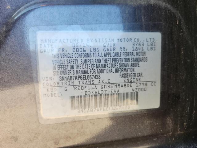 3N1AB7AP6EL667428 - 2014 NISSAN SENTRA S Gris foto 12