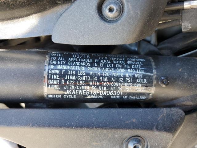 JKAENEB18FDA06301 - 2015 KAWASAKI EN650 B შავი ფოტო 8