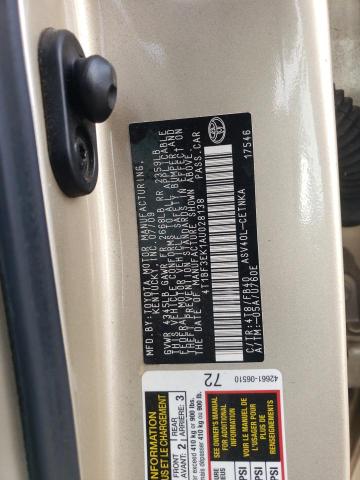 4T1BF3EK1AU028138 - 2010 TOYOTA CAMRY BASE GOLD photo 12