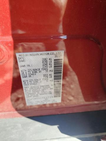 5N1AT2MT7LC751719 - 2020 NISSAN ROGUE S მუქწითელი ფოტო 14