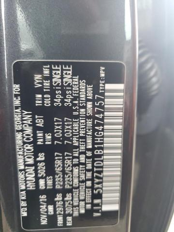 5XYZTDLB1HG474757 - 2017 HYUNDAI SANTA FE S GRAY photo 14