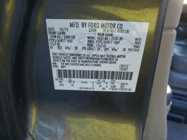 1FMCU0DG4CKC13580 - 2012 FORD ESCAPE XLT GRAY photo 13