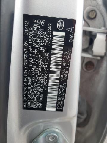 JTDKDTB37C1510706 - 2012 TOYOTA PRIUS Күміс фото 12