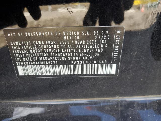 3VWCB7BU4LM066274 - 2020 VOLKSWAGEN JETTA S 黑色 照片 12