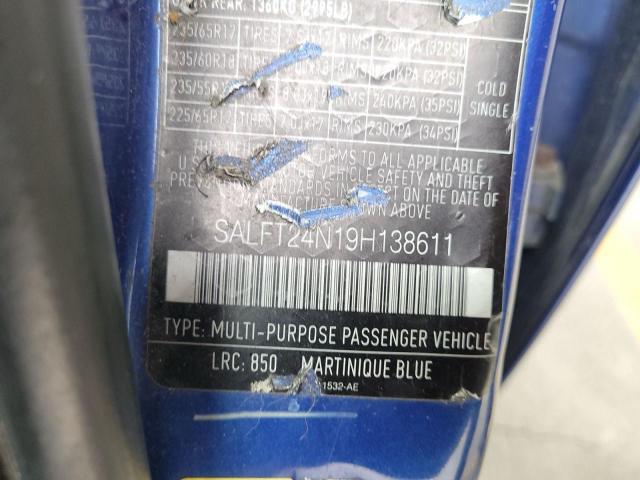 SALFT24N19H138611 - 2009 LAND ROVER LR2 HSE TECHNOLOGY BLUE photo 10