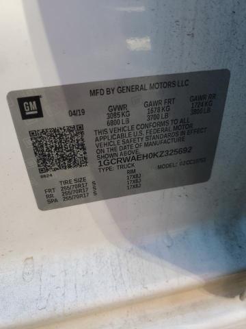 1GCRWAEH0KZ325692 - 2019 CHEVROLET SILVERADO C1500 Beyaz fotoğraf 12