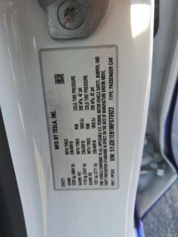 5YJ3E1EB1MF070922 - 2021 TESLA MODEL 3 ორფეროვანი ფოტო 12