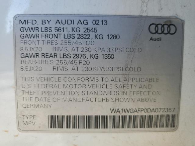 WA1WGAFP0DA072357 - 2013 AUDI Q5 PRESTIGE 白色 照片 13