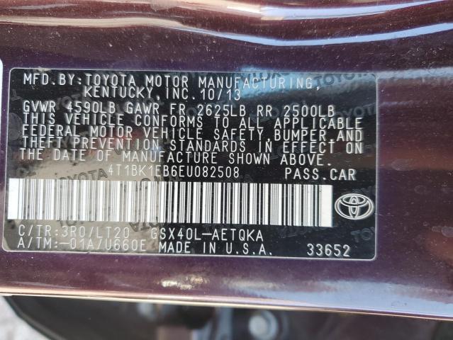 4T1BK1EB6EU082508 - 2014 TOYOTA AVALON BASE MAROON photo 13