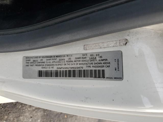 3VWPG3AG7AM015470 - 2010 VOLKSWAGEN NEW BEETLE WHITE photo 12