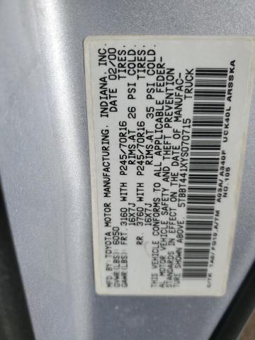 5TBBT441XYS070715 - 2000 TOYOTA TUNDRA ACCESS CAB ვერცხლისფერი ფოტო 12