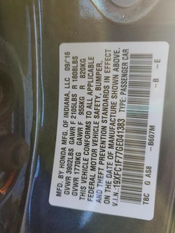 19XFC1F77GE041383 - 2016 HONDA CIVIC EXL ლურჯი ფოტო 12