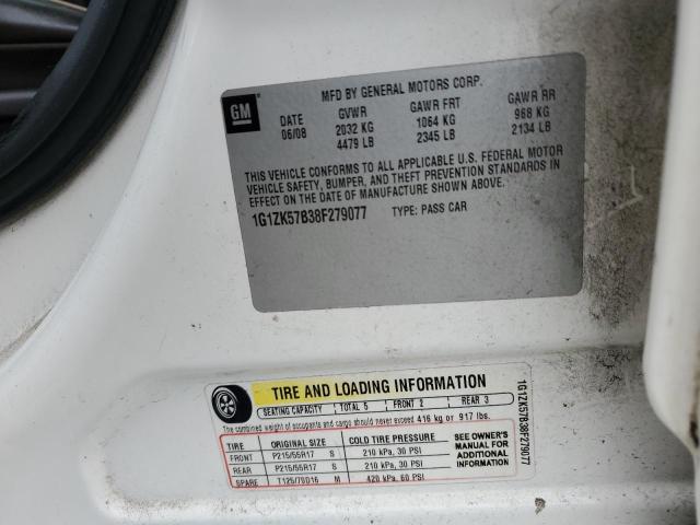 1G1ZK57B38F279077 - 2008 CHEVROLET MALIBU LTZ 白色 照片 12