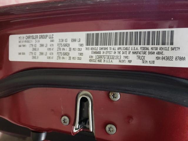 1C6RR7GT3ES321913 - 2014 RAM 1500 SLT BURGUNDY photo 12