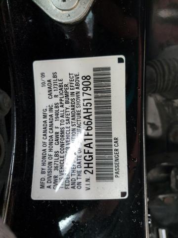 2HGFA1F66AH517908 - 2010 HONDA CIVIC LX-S 黑色 照片 12