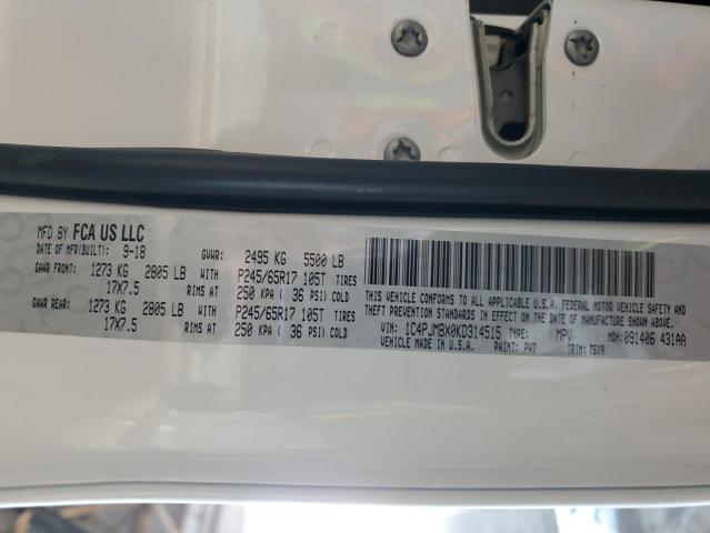 1C4PJMBX0KD314515 - 2019 JEEP CHEROKEE TRAILHAWK WHITE photo 12