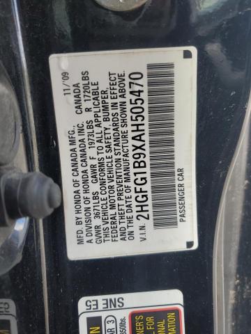 2HGFG1B9XAH505470 - 2010 HONDA CIVIC EXL შავი ფოტო 12