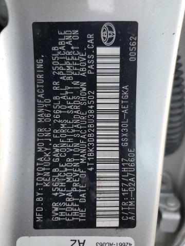 4T1BK3DB2BU384502 - 2011 TOYOTA AVALON BASE 银色 照片 13