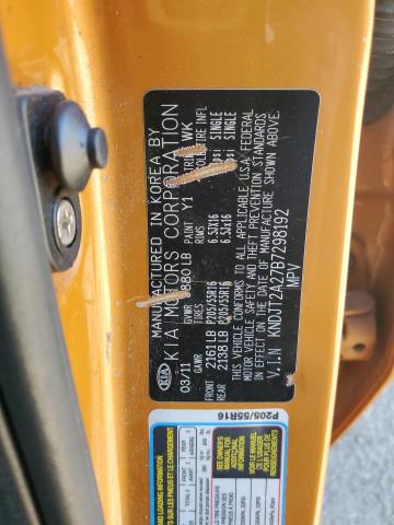 KNDJT2A27B7298192 - 2011 KIA SOUL + ORANGE photo 13