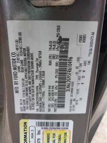 3LN6L2G95FR610496 - 2015 LINCOLN MKZ GRAY photo 12