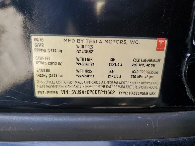 5YJSA1CP0DFP11662 - 2013 TESLA MODEL S Mavi foto 12