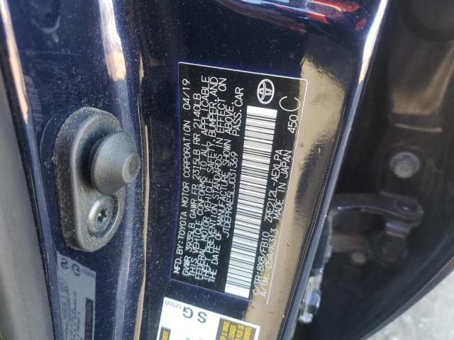 JTDEPRAE5LJ031369 - 2020 TOYOTA COROLLA LE BLUE photo 12