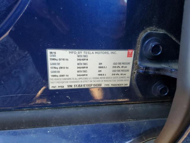 5YJSA1E1XGF156300 - 2016 TESLA MODEL S Կապույտ լուսանկար 12
