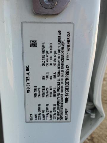 5YJ3E1EB7MF992742 - 2021 TESLA MODEL 3 WHITE photo 12