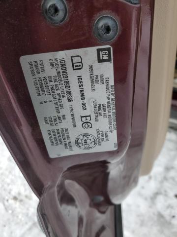 1GNDV23189D108866 - 2009 CHEVROLET UPLANDER LS BURGUNDY photo 13