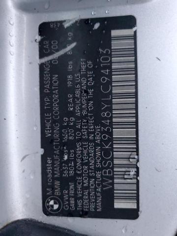 WBSCK9348YLC94103 - 2000 BMW M ROADSTER SILVER photo 12