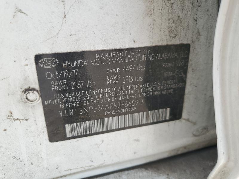 5NPE24AF5JH665913 - 2018 HYUNDAI SONATA SE WHITE photo 12