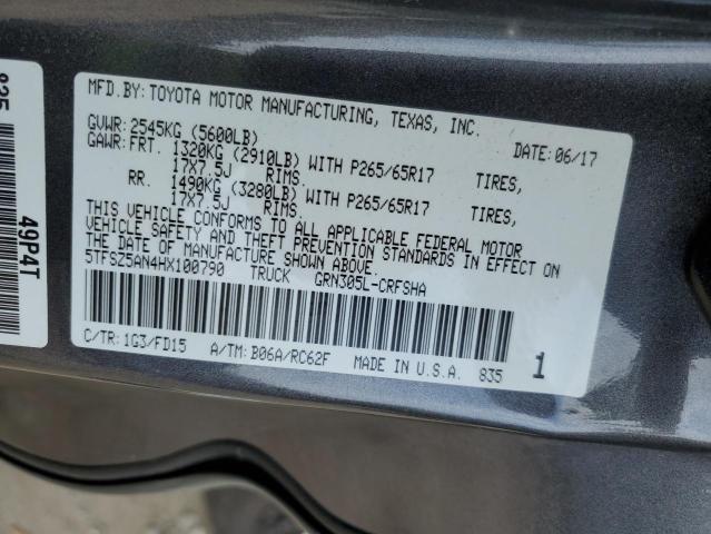 5TFSZ5AN4HX100790 - 2017 TOYOTA TACOMA ACCESS CAB Gris foto 12