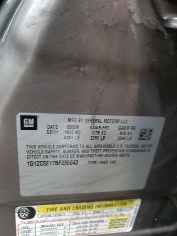 1G1ZC5E17BF285043 - 2011 CHEVROLET MALIBU 1LT SILVER photo 13