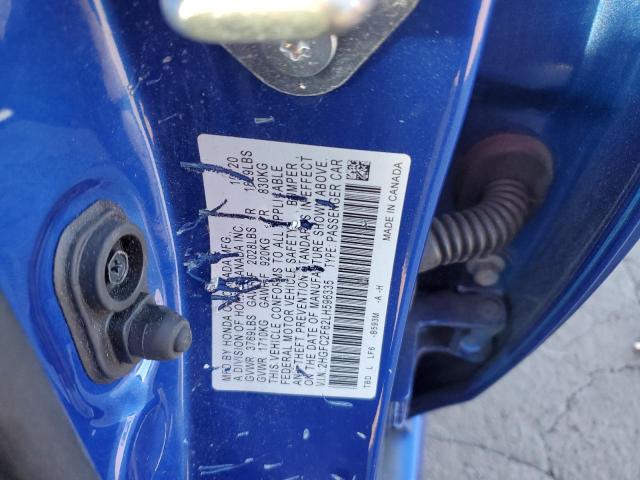 2HGFC2F62LH596335 - 2020 HONDA CIVIC LX BLUE photo 12