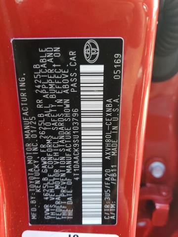 4T1DAACK9SU103796 - 2025 TOYOTA CAMRY XSE RED photo 12