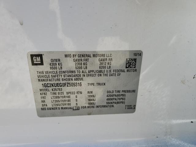 1GC2KUEG0FZ509316 - 2015 CHEVROLET SILVERADO K2500 HEAVY DUTY WHITE photo 12