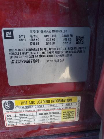 1G1ZC5E14BF279491 - 2011 CHEVROLET MALIBU 1LT MAROON photo 12