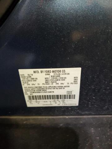 1FM5K8BH1JGC34878 - 2018 FORD EXPLORER BLUE photo 13