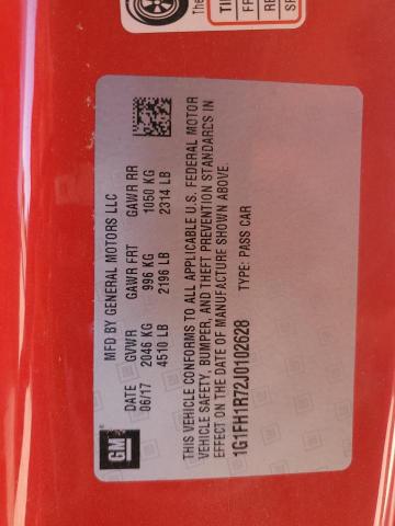 1G1FH1R72J0102628 - 2018 CHEVROLET CAMARO SS RED photo 12